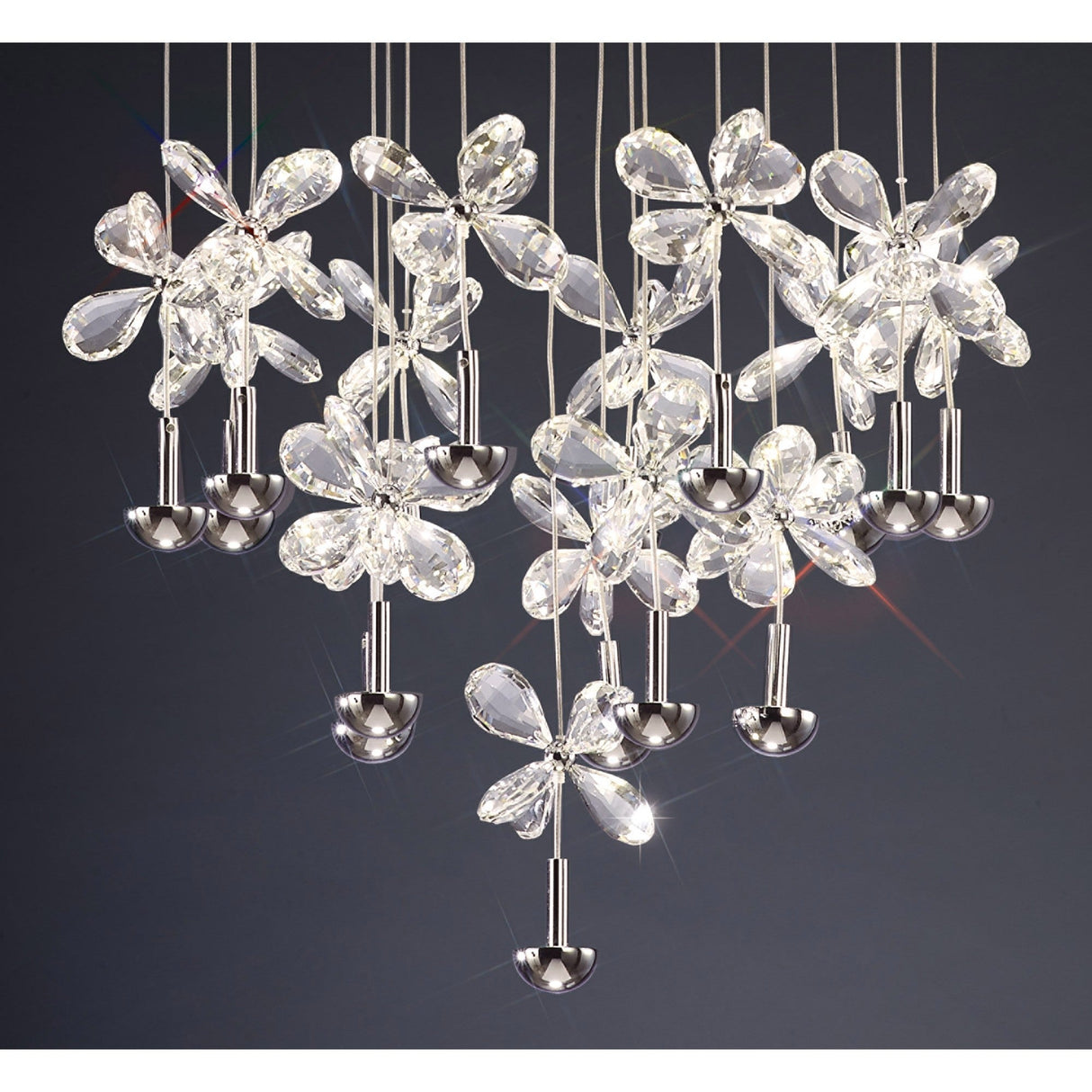 Aviva 16 Light LED Crystal Cluster Pendant Light 4000K - Polished Chrome
