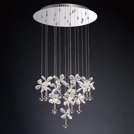 Aviva 16 Light LED Crystal Cluster Pendant Light 4000K - Polished Chrome