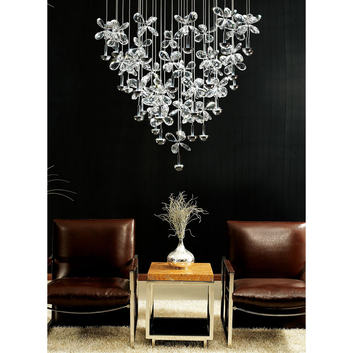 Aviva 28 Light LED Crystal Cluster Pendant Light 4000K - Polished Chrome