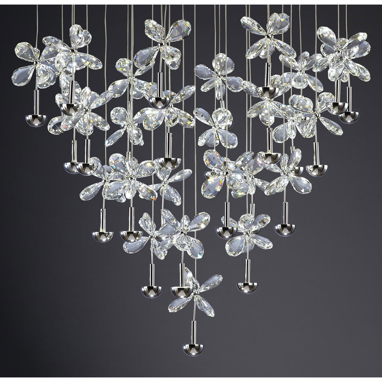 Aviva 28 Light LED Crystal Cluster Pendant Light 4000K - Polished Chrome