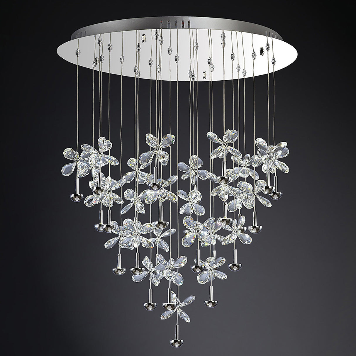 Aviva 28 Light LED Crystal Cluster Pendant Light 4000K - Polished Chrome
