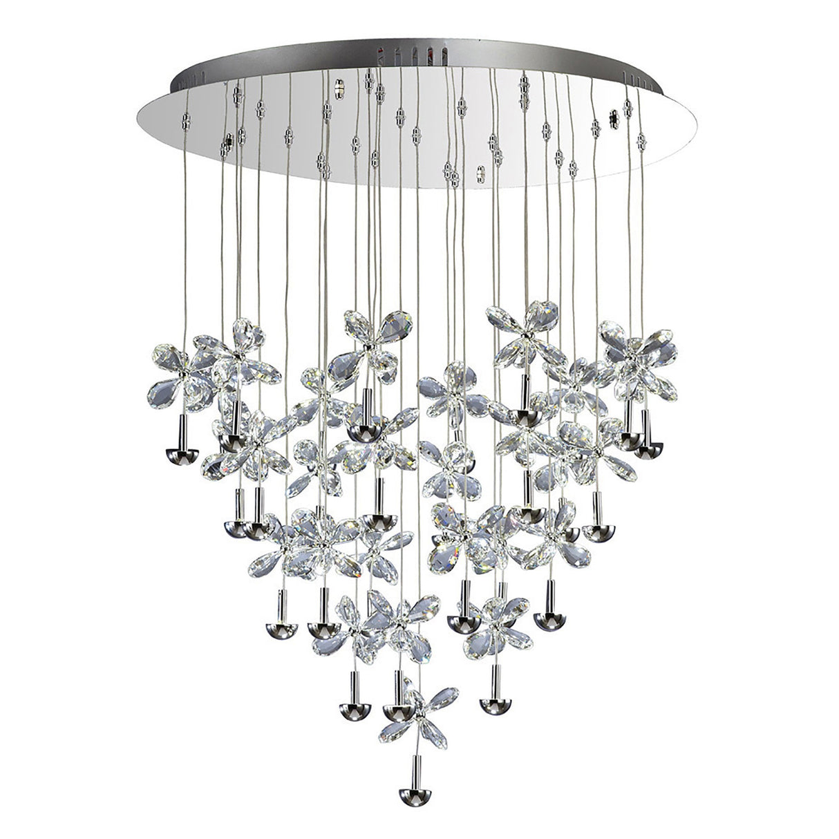 Aviva 28 Light LED Crystal Cluster Pendant Light 4000K - Polished Chrome