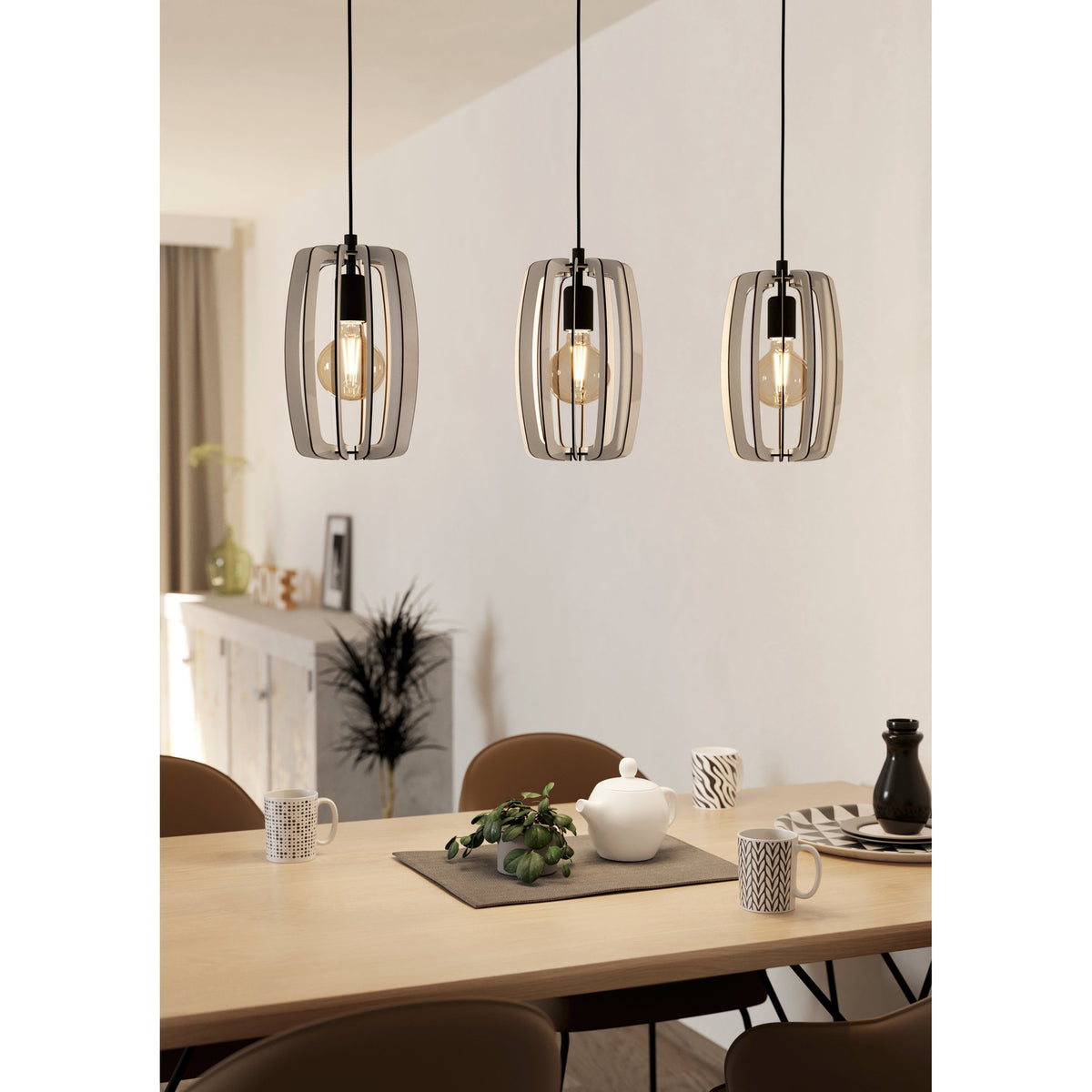 Bajazzara Wooden Linear Pendant Light - Black & Grey