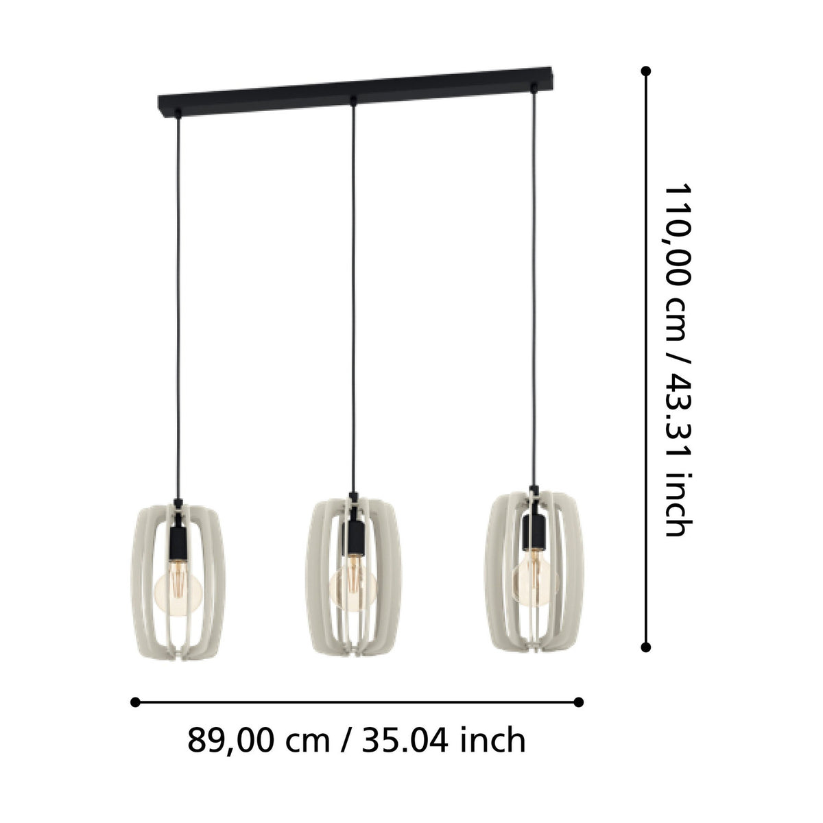 Bajazzara Wooden Linear Pendant Light - Black & Grey