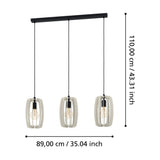 Bajazzara Wooden Linear Pendant Light - Black & Grey