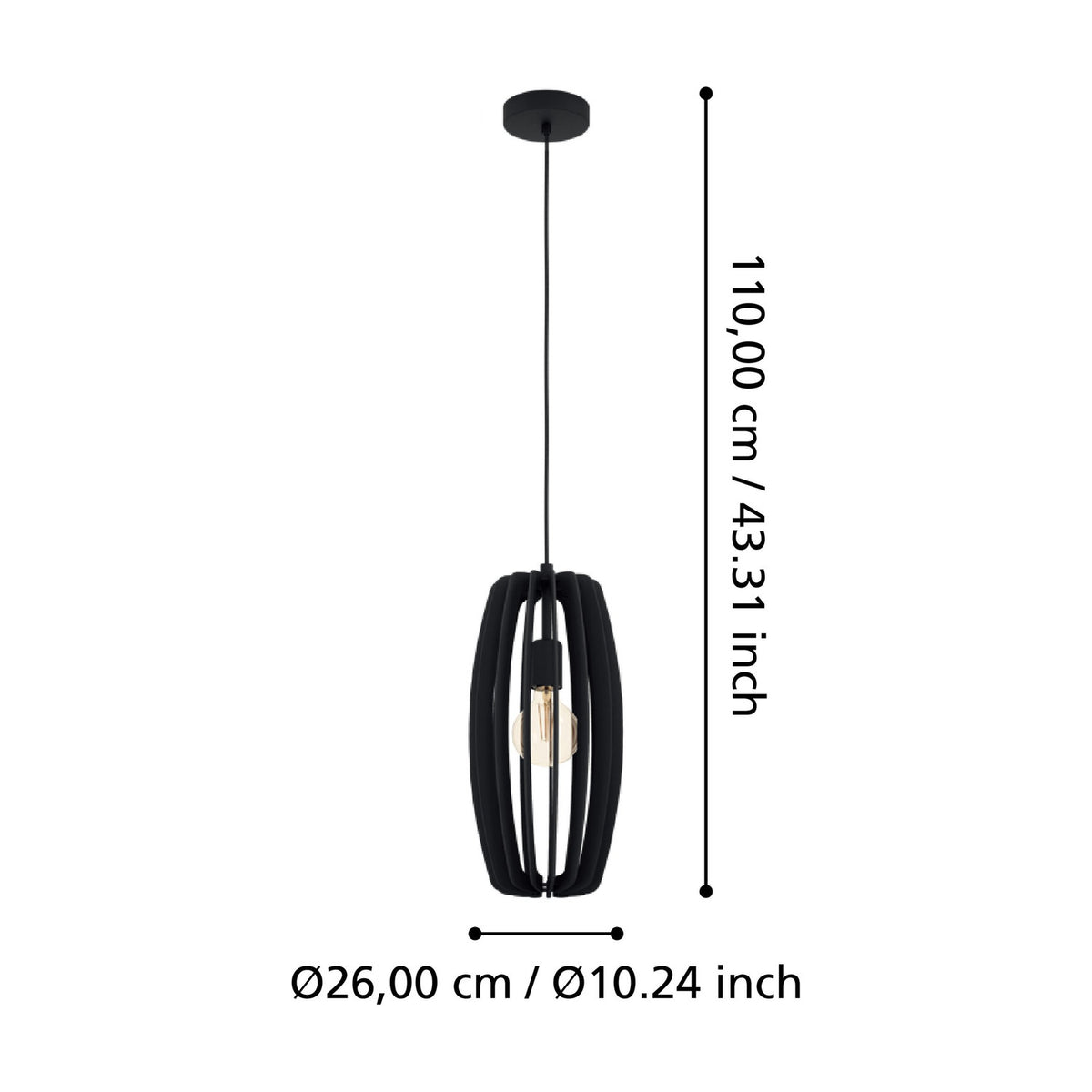 Bajazzara Wooden Pendant Light - Black