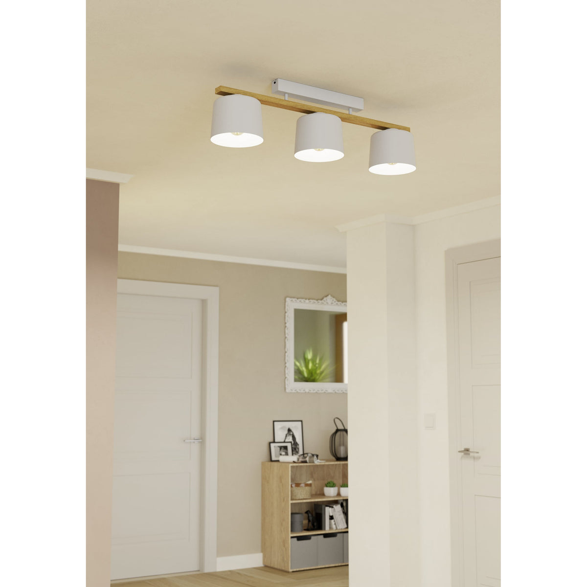 Balbarne 3 Light Ceiling Light - Light Grey & Brown