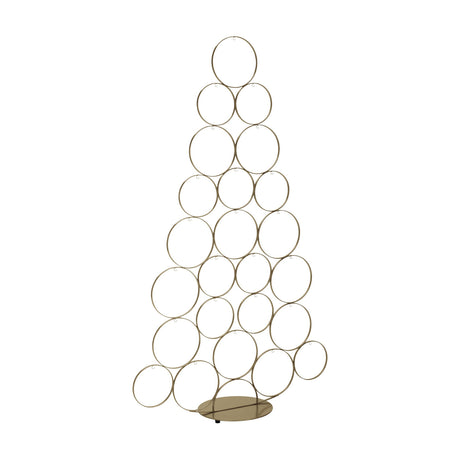 Ballymena Metal Christmas Tree 109cm in champagne finish, formed from open overlapping rings tapering to a single ring at the top, standing on an oval base plate against a plain white background.