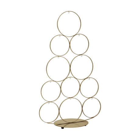 Ballymena Metal Christmas Tree, 66cm, formed from stacked champagne-finish wire rings widening towards an oval base, set against a plain white background.