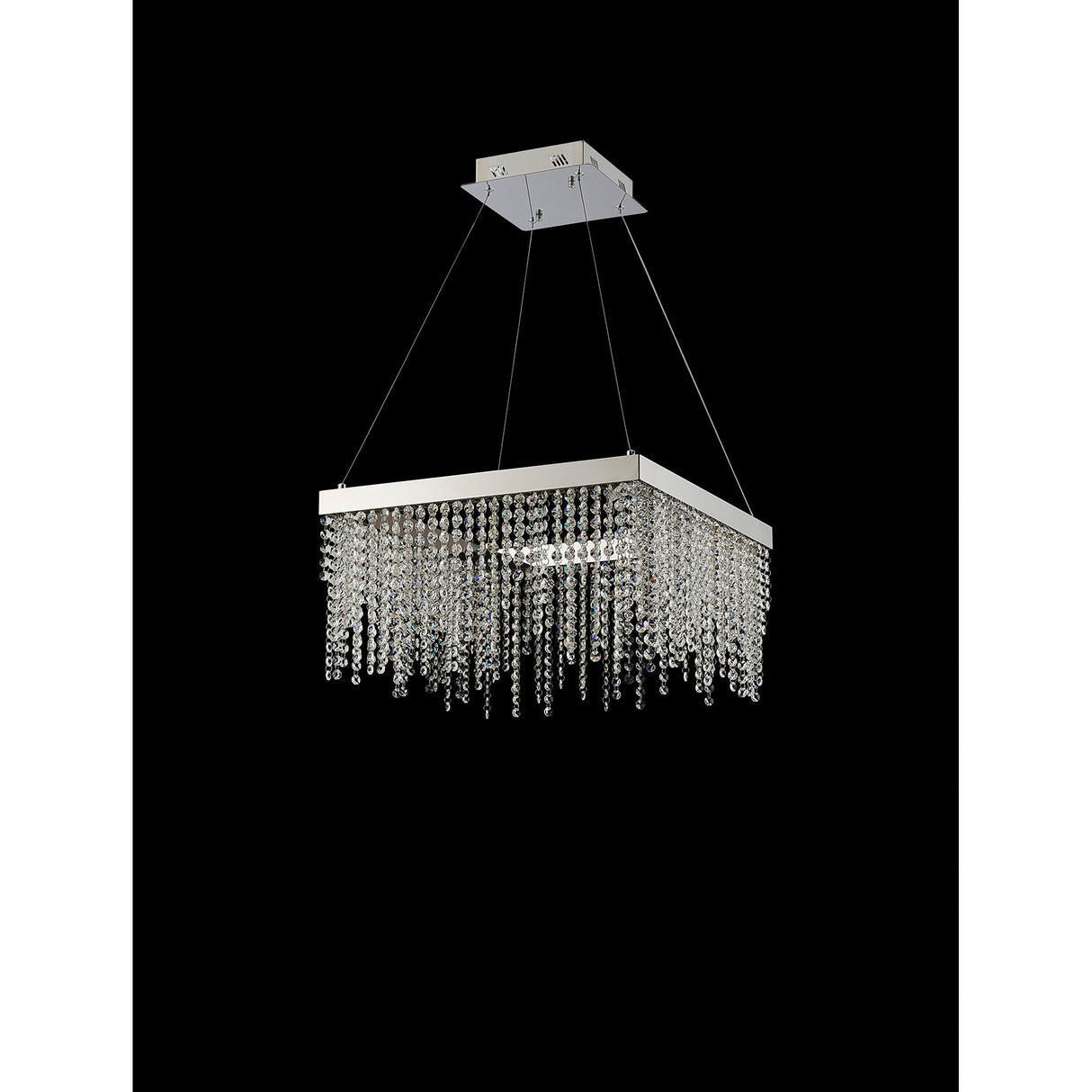 Bano 50cm Square Dimmable LED Crystal Chandelier -  Chrome