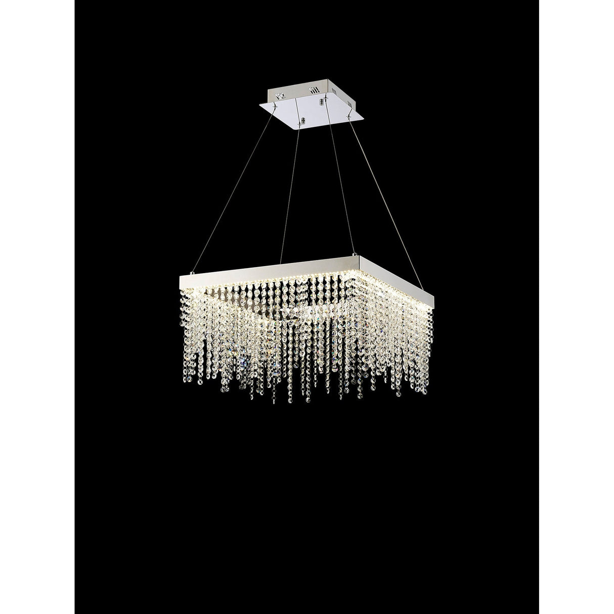 Bano 50cm Square Dimmable LED Crystal Chandelier -  Chrome