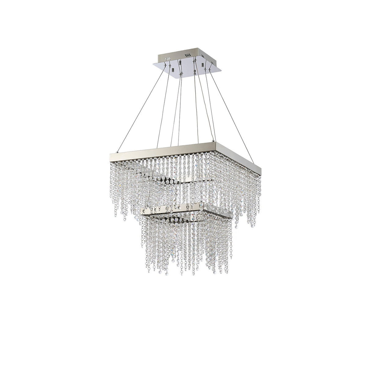 Bano 50cm Square 2 Tier Dimmable LED Crystal Chandelier - Chrome