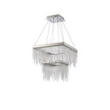 Bano 50cm Square 2 Tier Dimmable LED Crystal Chandelier - Chrome
