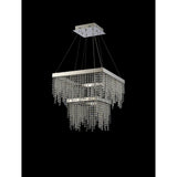 Bano 50cm Square 2 Tier Dimmable LED Crystal Chandelier - Chrome
