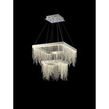 Bano 50cm Square 2 Tier Dimmable LED Crystal Chandelier - Chrome