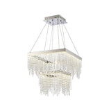 Bano 50cm Square 2 Tier Dimmable LED Crystal Chandelier - Chrome