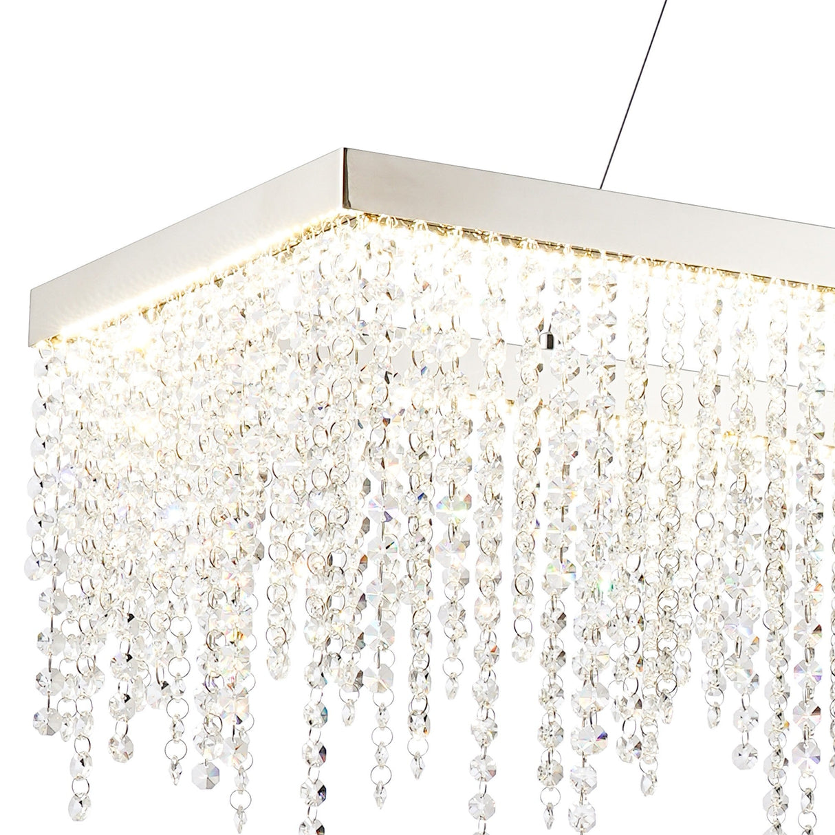 Bano 115cm Dimmable LED Crystal Linear Suspension Light - Chrome