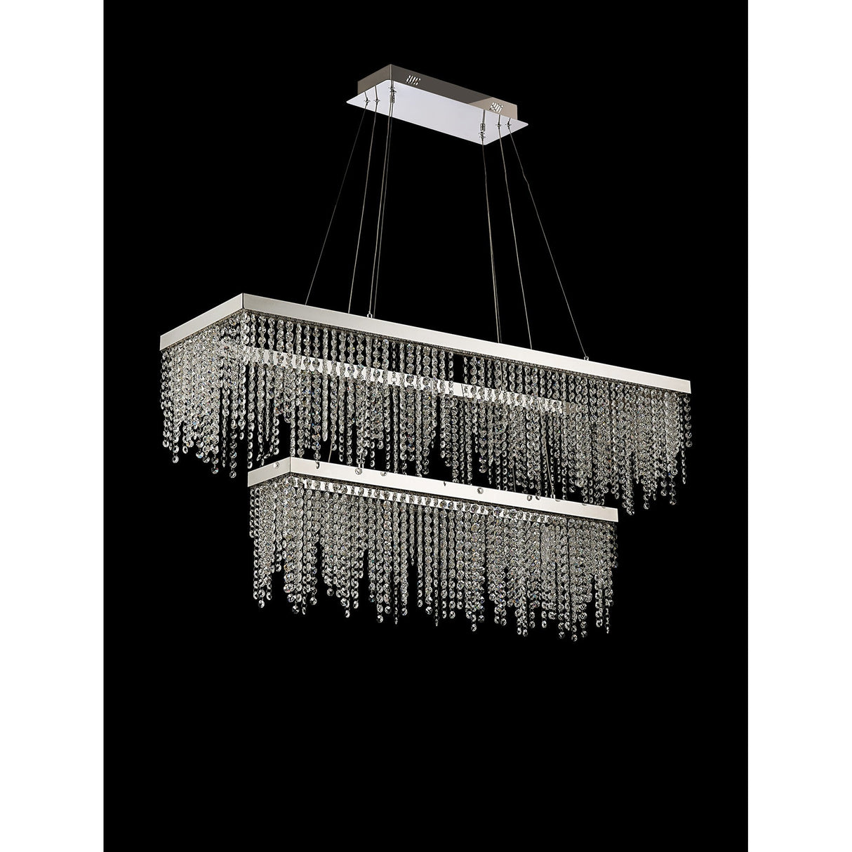 Bano 115cm 2 Tier Dimmable LED Crystal Linear Suspension Light - Chrome