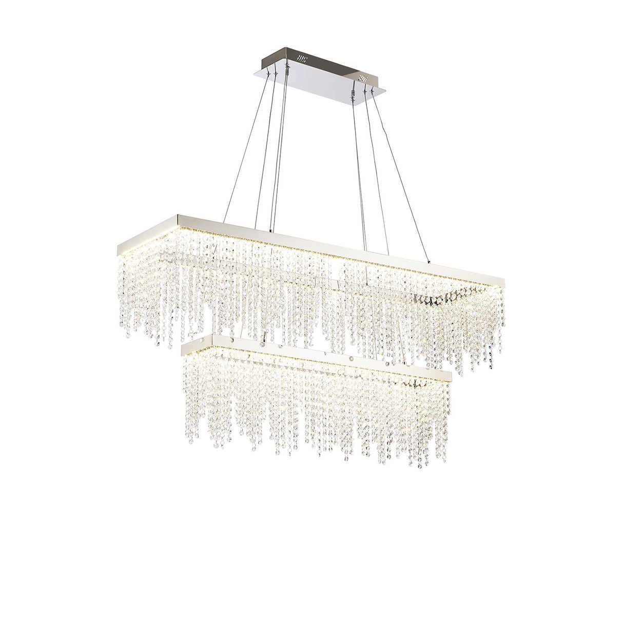 Bano 115cm 2 Tier Dimmable LED Crystal Linear Suspension Light - Chrome