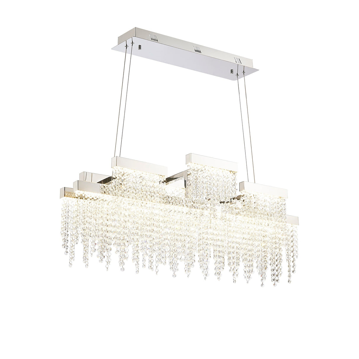 Bano 102cm 3 Light Dimmable LED Crystal Linear  Suspension Light - Chrome