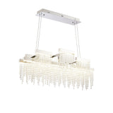 Bano 102cm 3 Light Dimmable LED Crystal Linear  Suspension Light - Chrome
