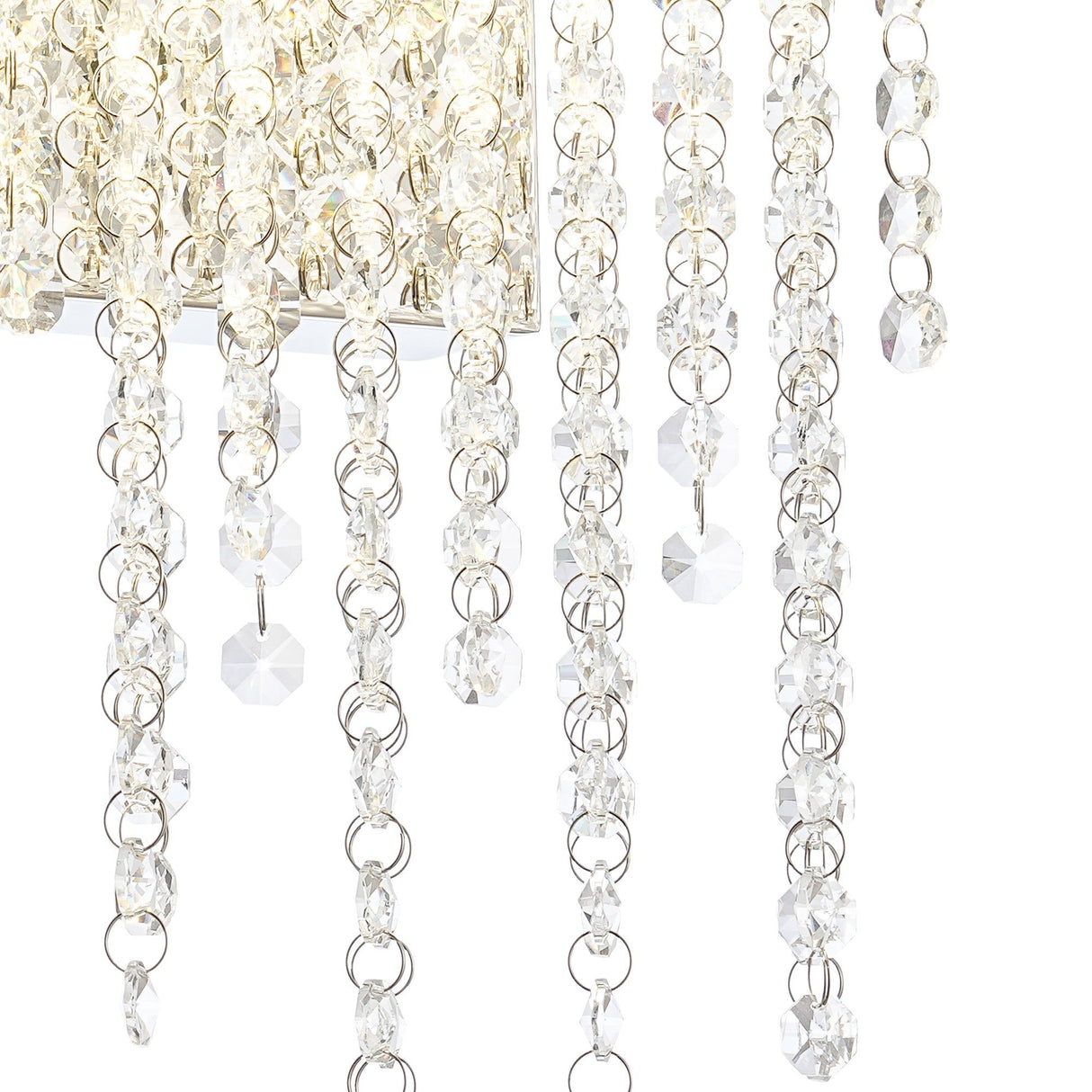 Bano Small Dimmable LED Crystal Chain Wall Light - Chrome