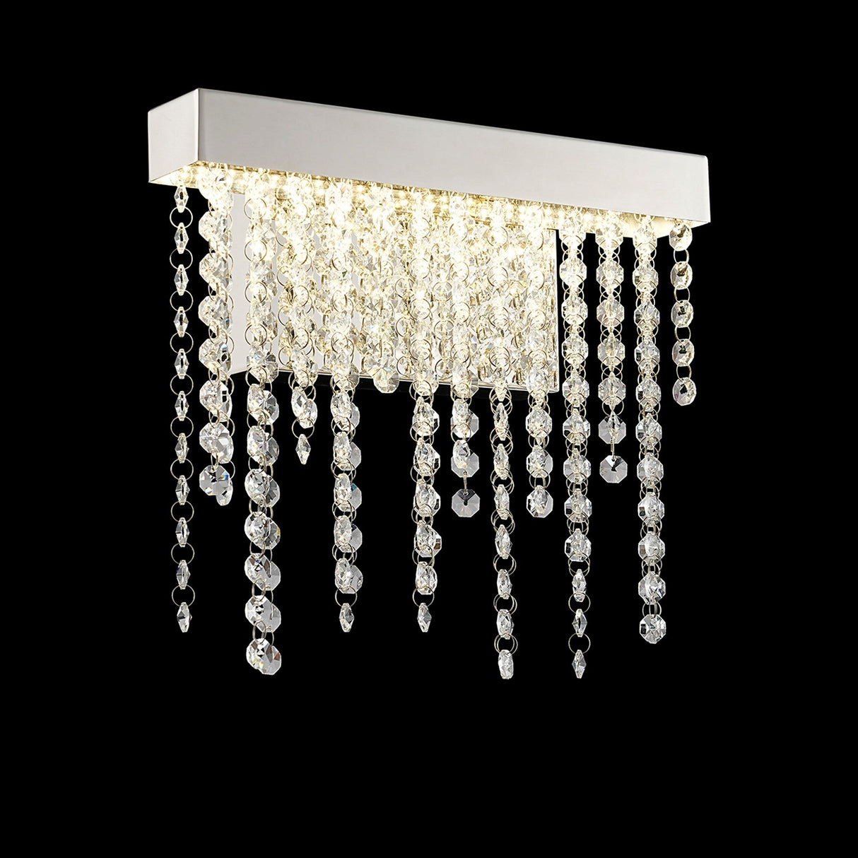 Bano Small Dimmable LED Crystal Chain Wall Light - Chrome