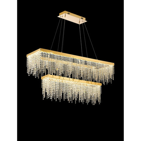 Bano 115cm 2 Tier Dimmable LED Crystal Linear Suspension Light - Gold