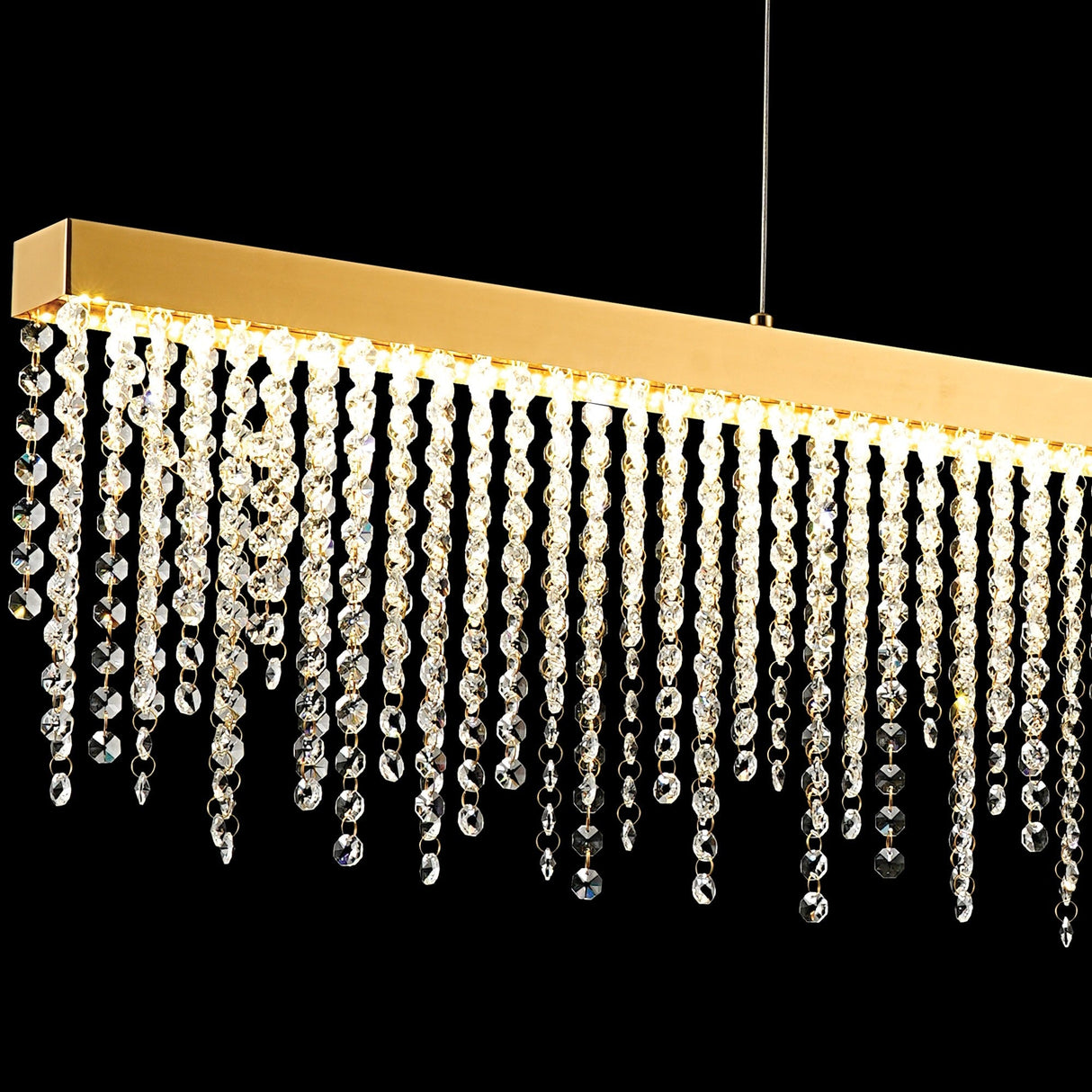 Bano 115cm Dimmable LED Crystal Slim Linear Suspension Light - Gold