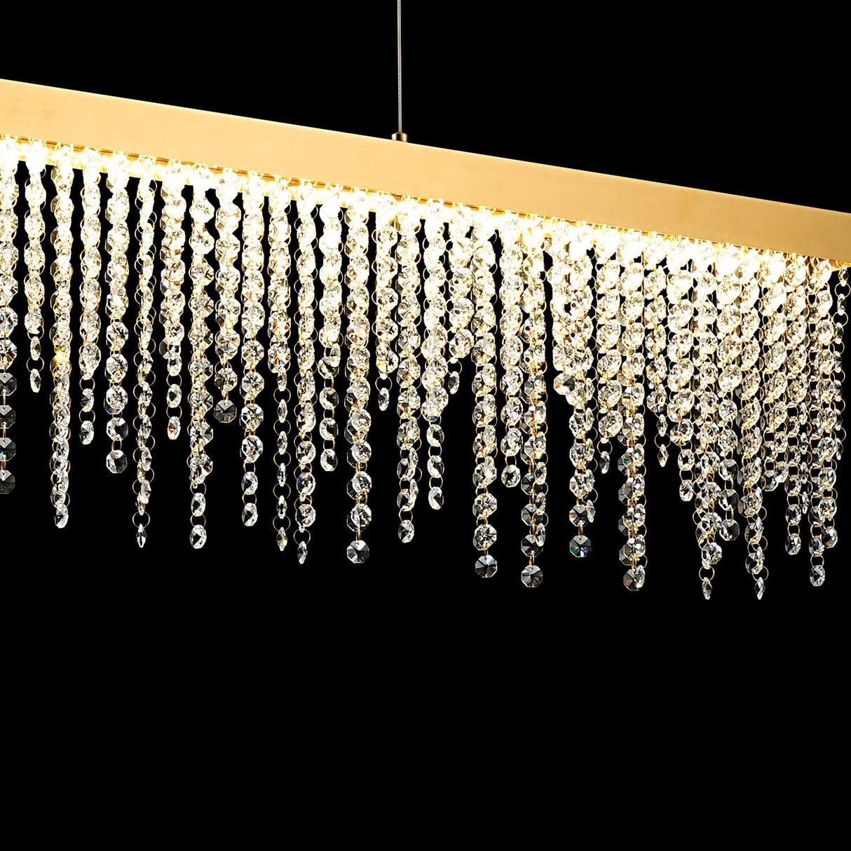 Bano 115cm Dimmable LED Crystal Slim Linear Suspension Light - Gold