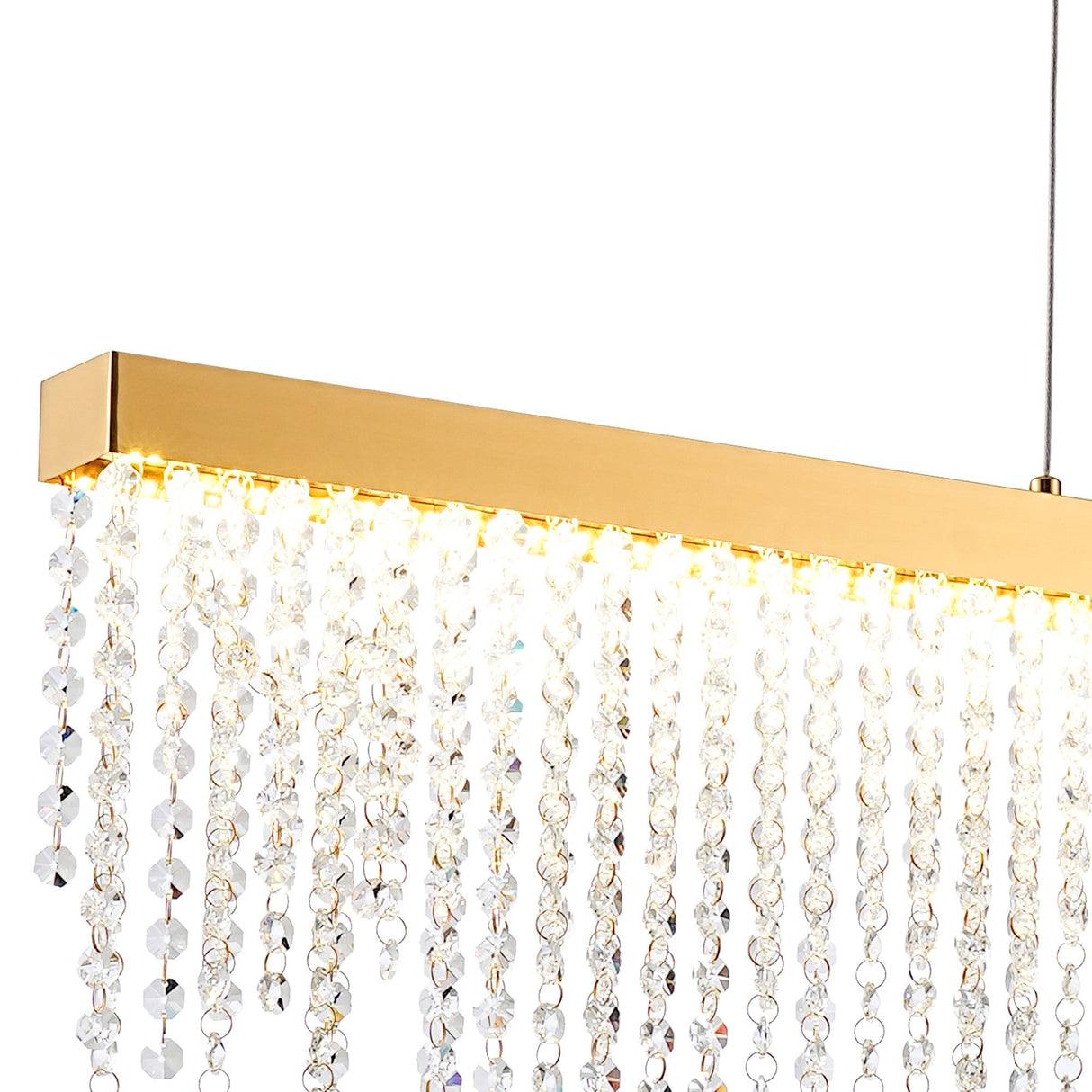 Bano 115cm Dimmable LED Crystal Slim Linear Suspension Light - Gold