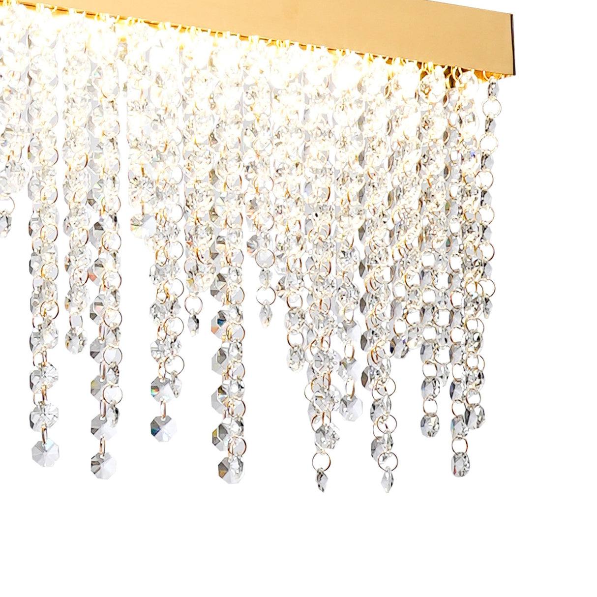 Bano 115cm Dimmable LED Crystal Slim Linear Suspension Light - Gold