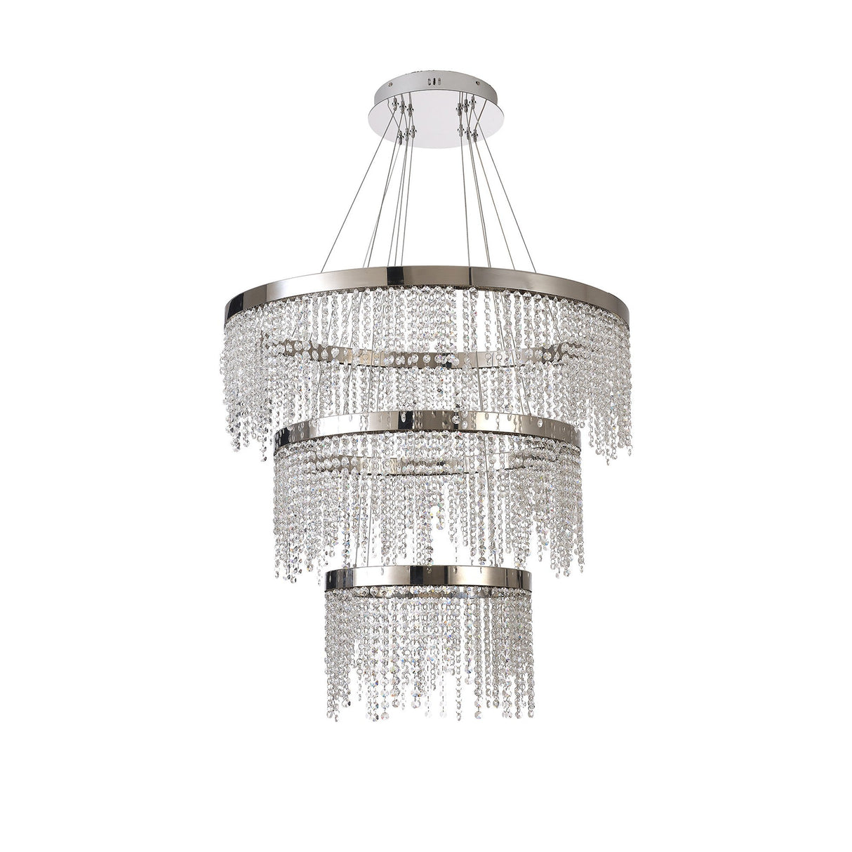 Bano 81.5cm Round 3 Tier Dimmable LED Crystal Chandelier - Chrome