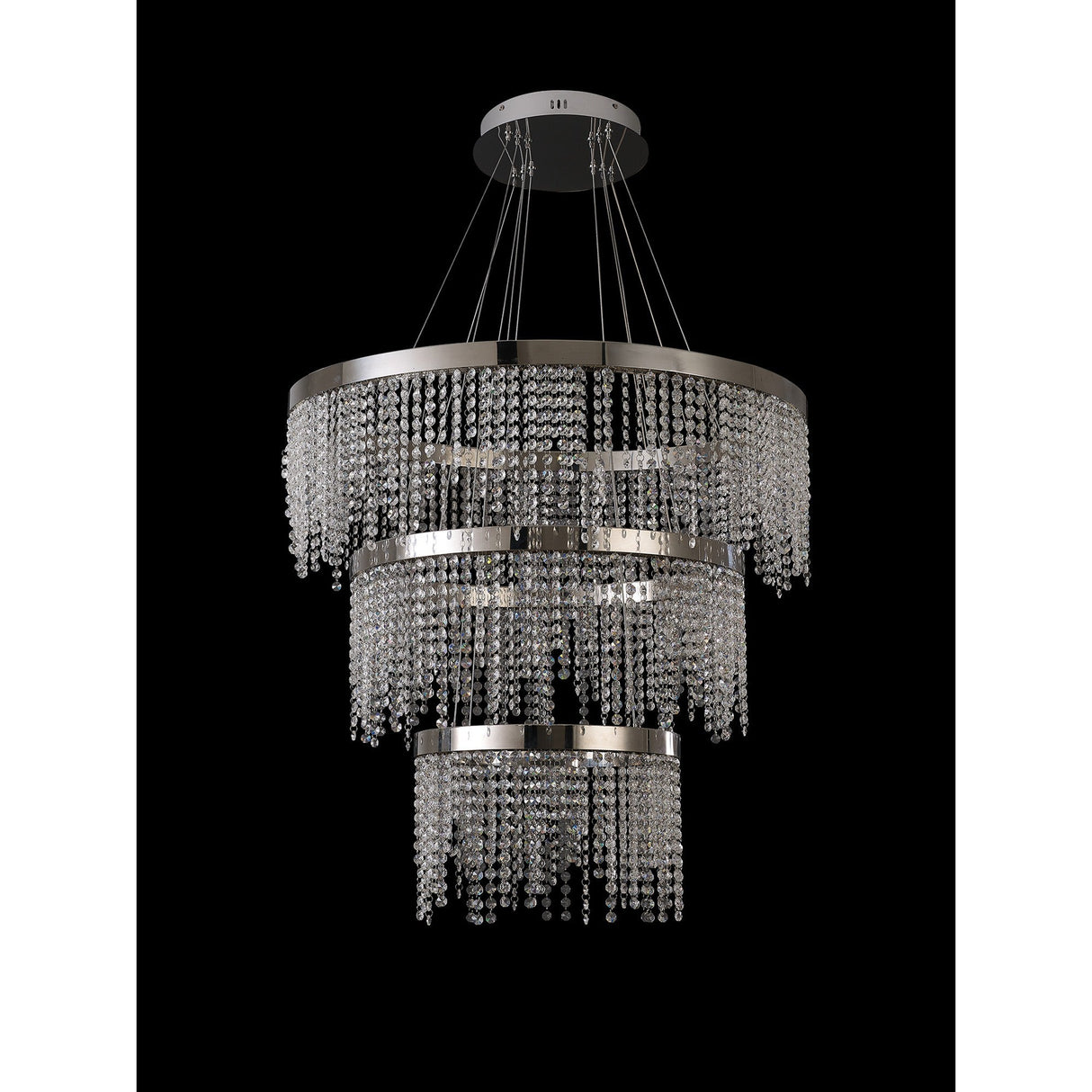 Bano 81.5cm Round 3 Tier Dimmable LED Crystal Chandelier - Chrome