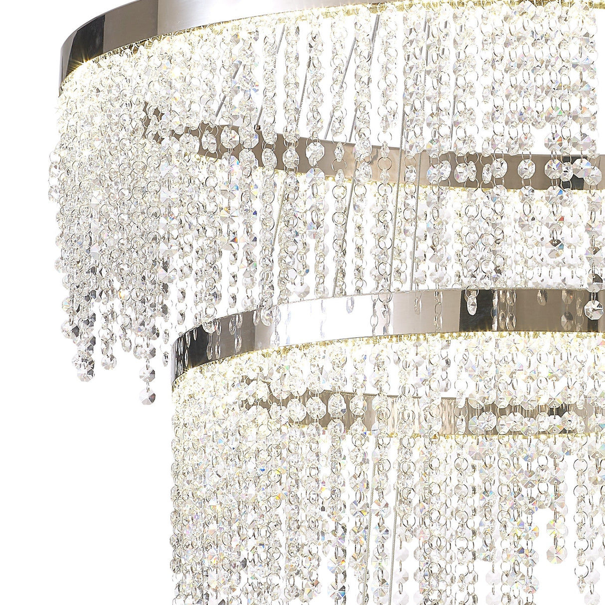 Bano 81.5cm Round 3 Tier Dimmable LED Crystal Chandelier - Chrome