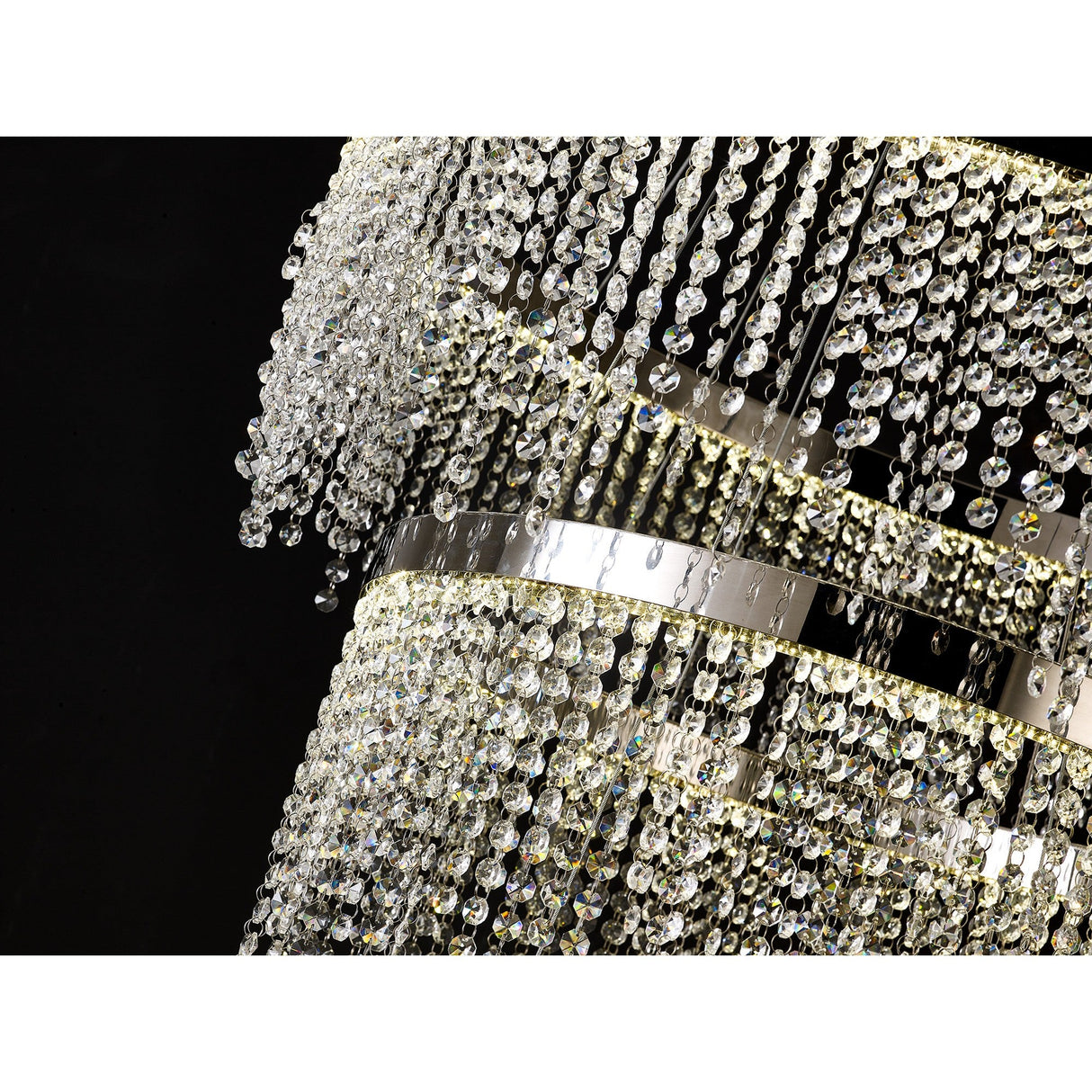 Bano 81.5cm Round 3 Tier Dimmable LED Crystal Chandelier - Chrome
