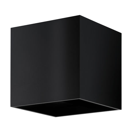 Barcarola-E LED Outdoor Wall Light in black, a compact cube-shaped plastic fixture with a clean square profile and light panel on the underside, shown on a plain white background.