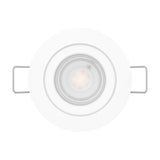 Barranco Downlight 8.4cm in white, round recessed ceiling fixture with adjustable GU10 lamp and metal mounting clips, shown on a plain white background.