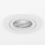 Barranco Downlight 8.4cm in white, round recessed plastic ceiling fitting with GU10 lamp visible, shown close-up on a plain white background.