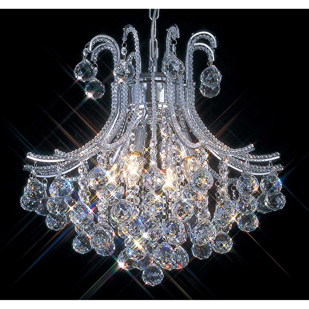 Bask 48cm Round 4 Light Crystal Chandelier - Polished Chrome