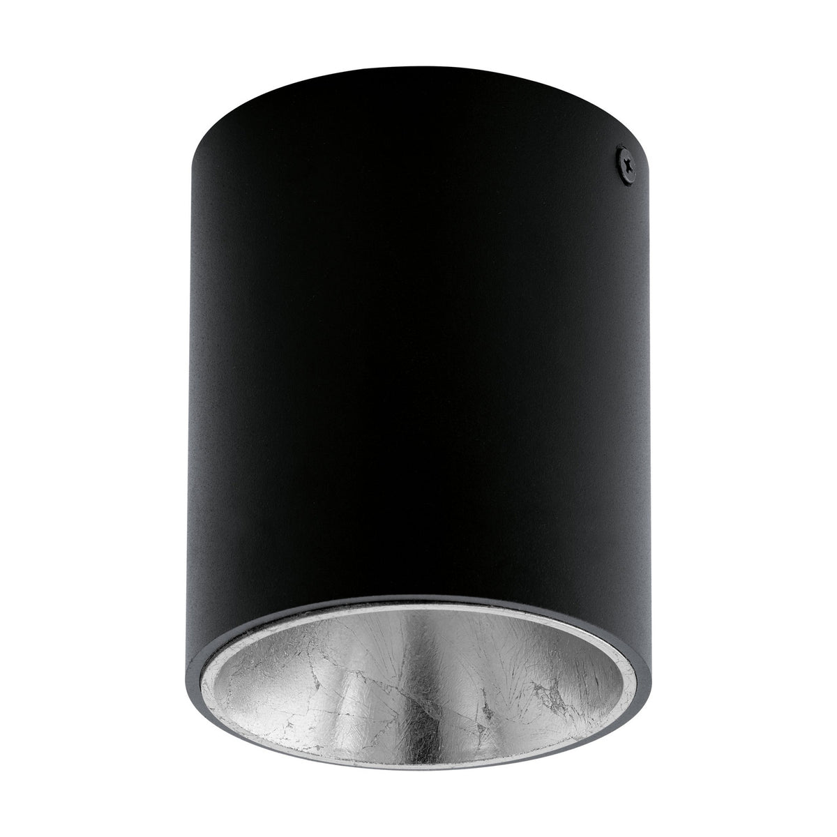 Basmorne Round Flush Ceiling Light - Black & Silver