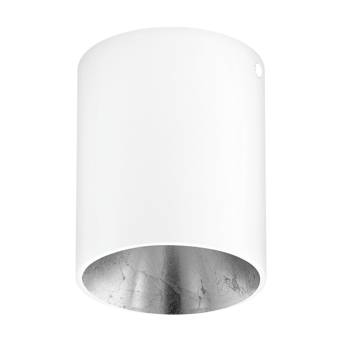 Basmorne Round Flush Ceiling Light - White & Silver
