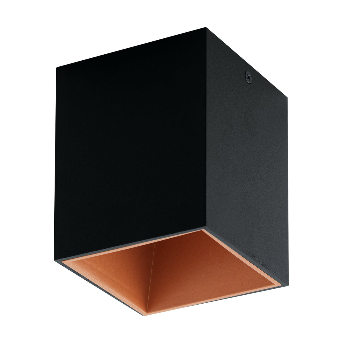 Basmorne Square Flush Ceiling Light - Black & Copper