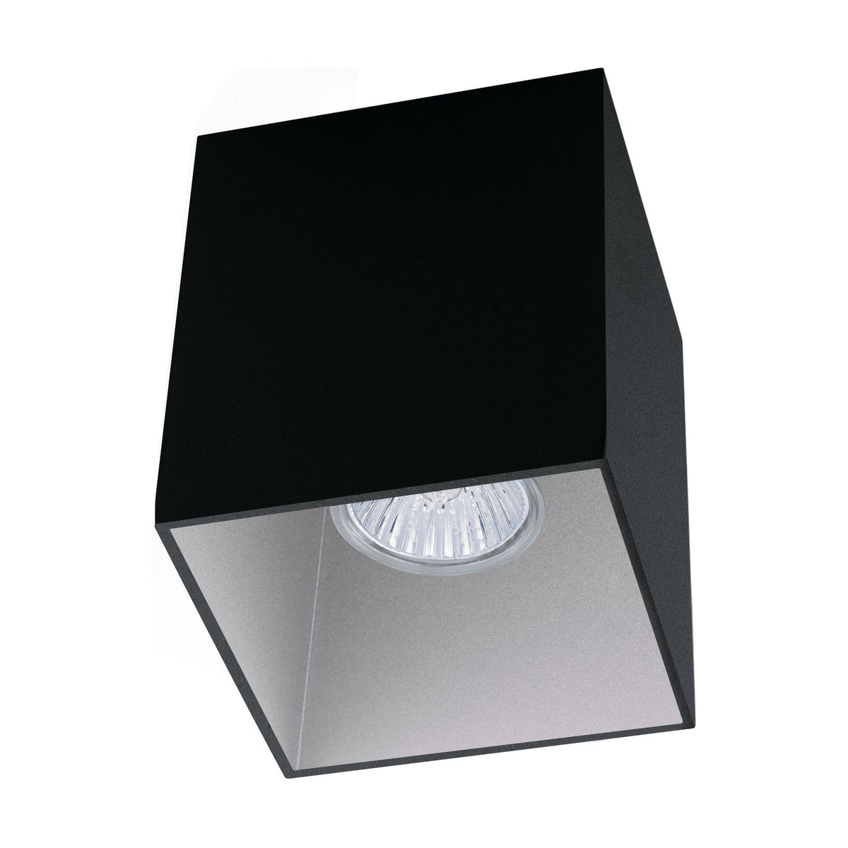Basmorne Square Flush Ceiling Light - Black & Silver