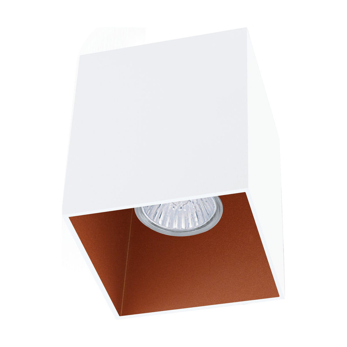 Basmorne Square Flush Ceiling Light - White & Copper