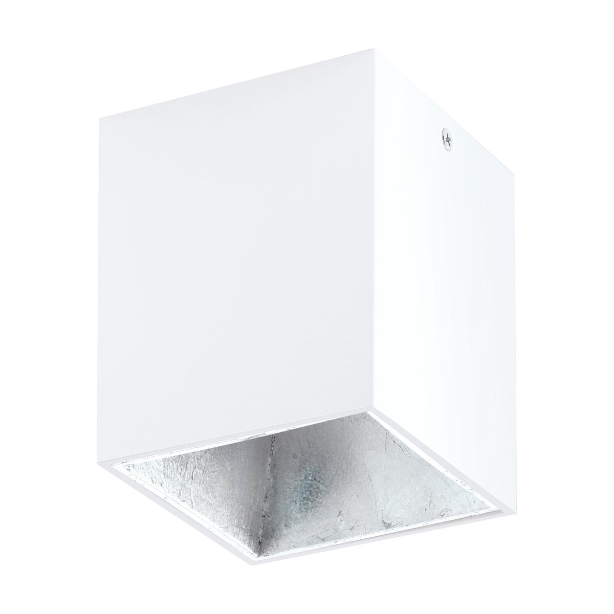 Basmorne Square Flush Ceiling Light - White & Silver