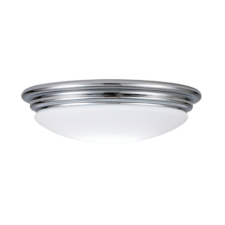 Introducing the Brompton Flush Light in Polished Chrome: A sleek circular design with minimalist appeal, showcasing a polished chrome finish around an opal glass shade. This fixture provides a clean, contemporary style perfect for diverse interior settings.