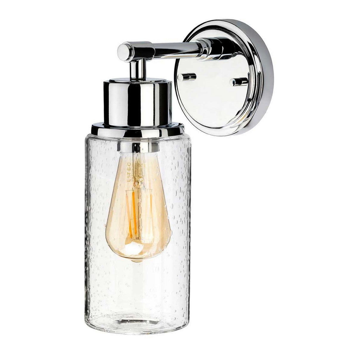 The Morvah 1 Light Outdoor Wall Light - Polished Chrome is a wall-mounted fixture that boasts a polished chrome finish with a transparent glass shade. It features a vintage-style bulb, providing a soft, warm glow, and its sleek and modern design effortlessly complements contemporary interiors.