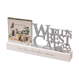 World's Best Cat Freestanding MDF Photo Frame 4 x 4in - Grey