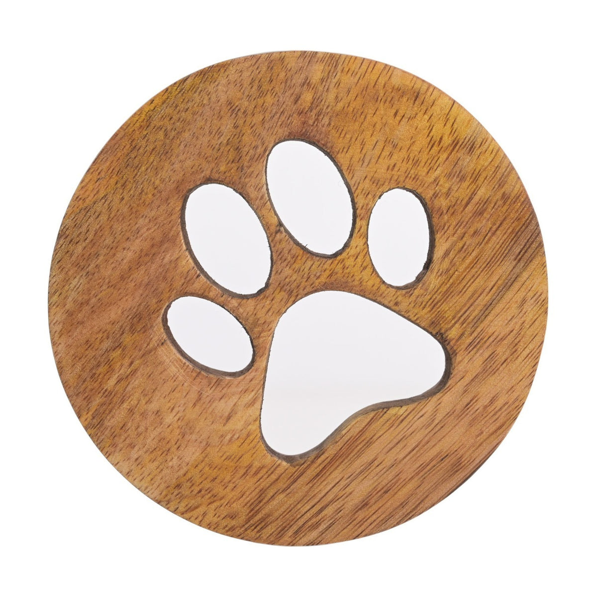 Paw Prints Cut-Out Mango Wood Set of 4 Coasters - Brown